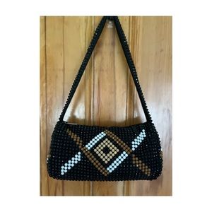 Vintage beaded shoulder bag purse 1960s boho geometric mod women’s handbag